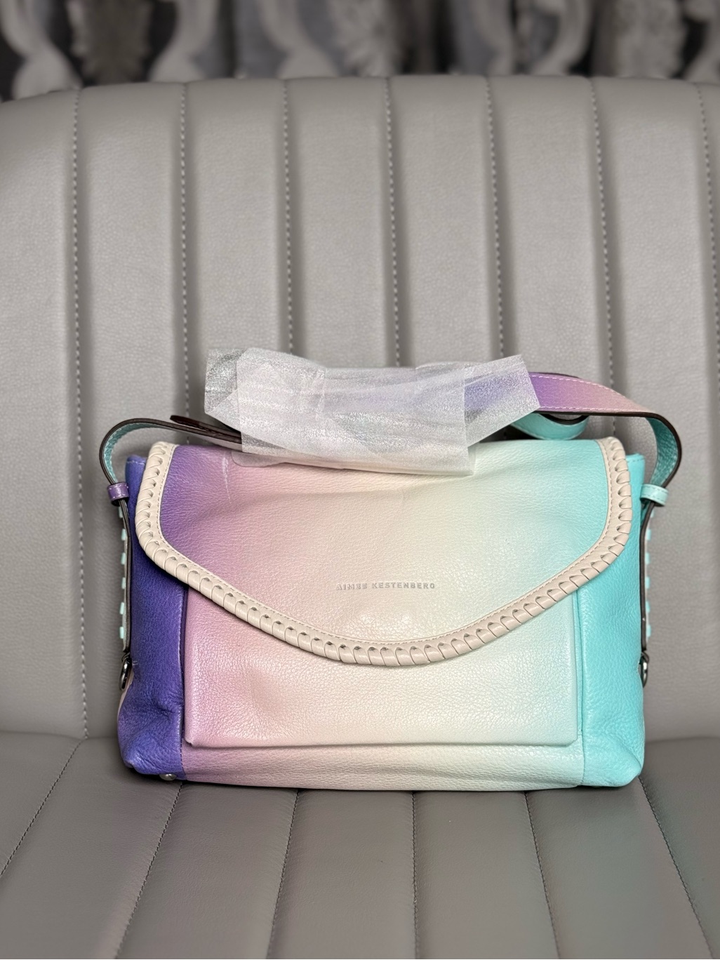 Aimee Kestenberg All For Love Pruba Ombre Mint Lavender Cream Leather Crossbody